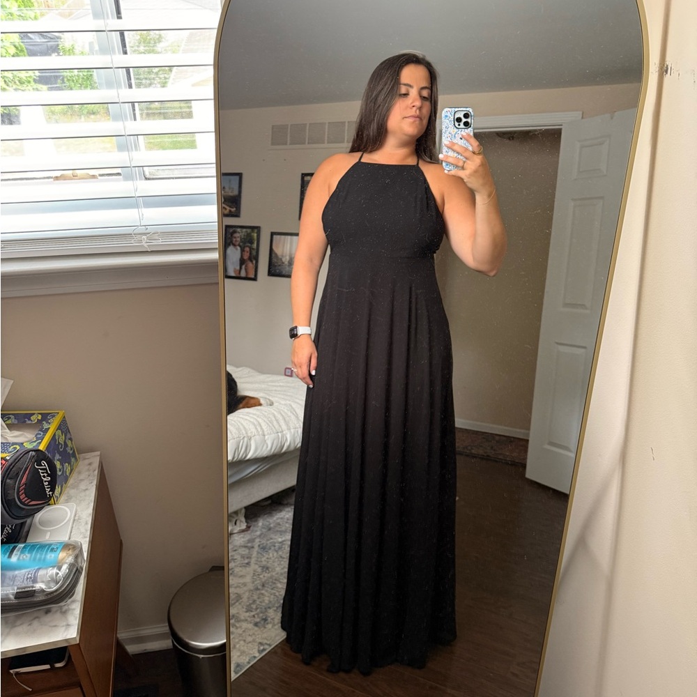 Lulu's Black Halter Sleeveless Maxi Dress